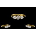 Ladies 18ct Yellow Gold and Platinum Three Stone Diamond Set Ring of excellent quality,