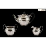 Early 20thC Sterling Silver Bachelors Three Piece Tea Service of fine proportions for the single man