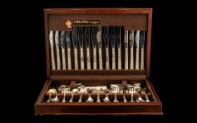 An Arthur Price Canteen of Cutlery, in mahogany fitted case, place setting for 8, to include knives,