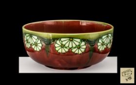 Minton Secessionist No 32 Large and Impressive Tube lined Footed Bowl, c1890,