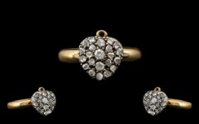 Antique Period Bespoke Wonderful Heart Shaped Combined and Unusual Sweetheart Diamond Set Cluster