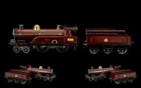 Hornby 0 Gauge No 2 4 - 4 - 0 Tinplate Mechanical Locomotive and Tender, Midland Maroon, No.