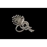 Art Deco Period Superb Quality 18ct White Gold Baguette and Brilliant Cut Diamond Set Brooch in the
