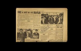 The Beatles - Autograph of Drummer Jimmie Nichol on NME Paper Article 1964.