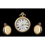 Elgin Watch Company Open Faced Pocket Watch white enamel dial with Roman numeral and subsidiary