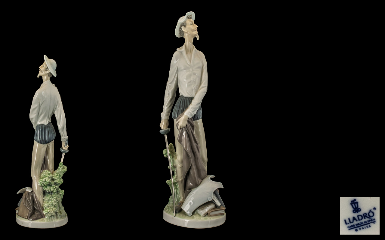 Lladro Handpainted Porcelain Figure 'Don Quixote' standing, model No. 4854.