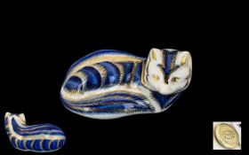 Royal Crown Derby Hand Painted Paperweight 'Arctic Fox', silver stopper, available 1983- 1987,
