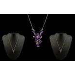 Amethyst Ladies Sterling Silver 925 Pendant & Chain.