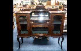 A Victorian Mahogany Shaped Display central mirror back above drawer,