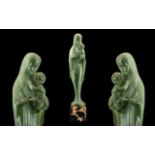 Art Deco French Green Lucite Figure of a Mother and Child, finely detailed,