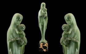 Art Deco French Green Lucite Figure of a Mother and Child, finely detailed,