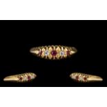 Antique Period Attractive 18ct Gold Diamond and Ruby Set Ring,