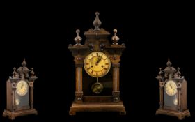 German H A C Wurttemberg 14 Day Striking Mahogany Cased Imposing Mantel Clock,