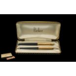 Parker 51 1950's Boxed Set comprising Gold Plated Fountain Pen and Ballpoint Pen.