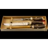 Heron Brand 3-Piece Carving Set. Boxed, with bone handles.