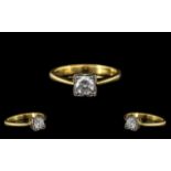 18ct Gold Attractive and Top Quality Single Stone Set Dress Ring. Full hallmark for 18ct. The