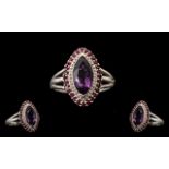 Amethyst, Ruby and White Topaz Marquise