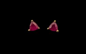 Pair of Ruby Solitaire Stud Earrings, ea