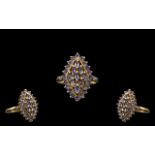 Ladies 9ct Gold Attractive Diamond & Ame