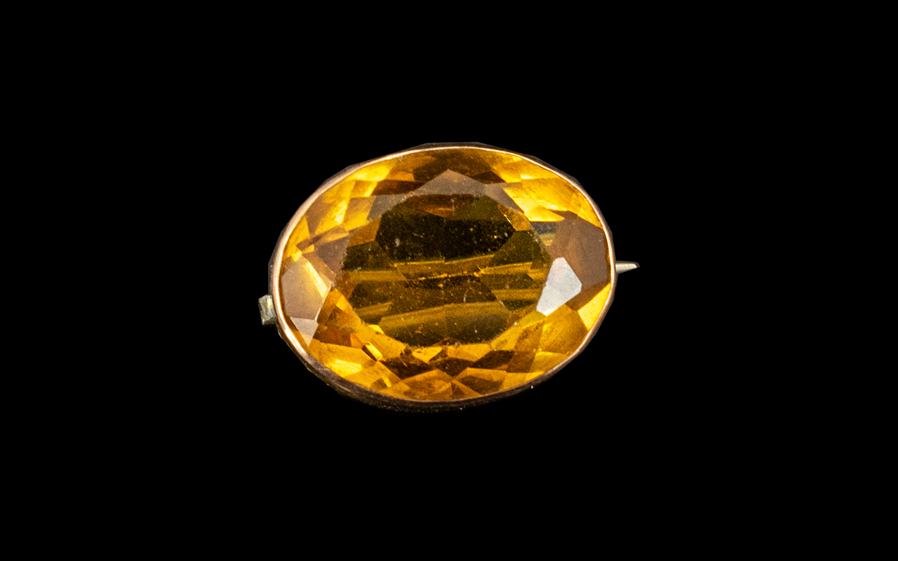 Antique Gold Citrine Brooch, large facet