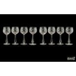 Stuart Signed Cut Crystal Set of Eight W