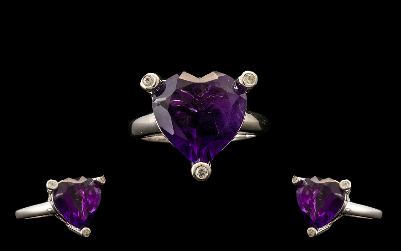 Amethyst Heart Shape and Feature Setting - Image 2 of 2