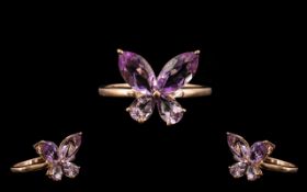 Rose de France Amethyst Butterfly Ring,