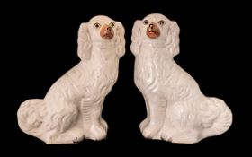 Pair of Staffordshire Dogs in white, 14"