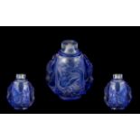 Chinese Blue Cameo Glass Snuff Bottle, c