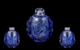 Chinese Blue Cameo Glass Snuff Bottle, c