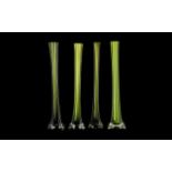 Four Tall Green Vases each measures 16",