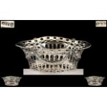 Edwardian - Superb Quality Open Worked Sterling Silver Fruit Basket / Bowl of Large Proportions.