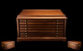 A Coin Cabinet - Coin Collector's Mahogany Cabinet Fitted With Six Drawers,