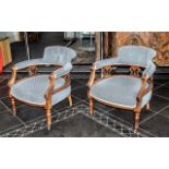 A Pair of Victorian Tub Chairs with padded back rests, arms and seats.