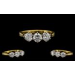 Art Deco Period Stunning Quality and Pleasing 3 Stone Diamond Set Dress Ring. The two round