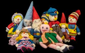 Jean Greenhowe Interest - A Collection Of Hand knitted Dolls And Gnomes. Ten In Total.