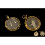Two Victorian Yellow Metal Lockets, unmarked late 19th/early 20thC lockets containing period