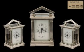 Charles Frodsham Ltd and Numbered Edition Top Quality Sterling Silver Cased Carriage Clock of Small