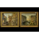 Pair of Oil Paintings on Canvas in Gilt Frames, both depicting Czarist St Petersburg,