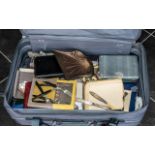 A Suitcase Containing a Quantity of Silver Plated Flatware/ boxed cutlery sets - fish knives and