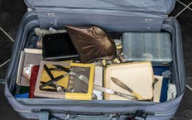 A Suitcase Containing a Quantity of Silver Plated Flatware/ boxed cutlery sets - fish knives and