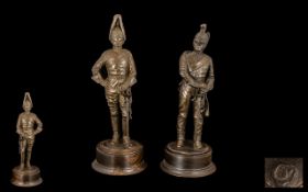 Pair of Bronzed Finish Resin Soldiers - 'Dragoon' and 'Coldstream Guard',