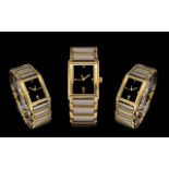 Tungsten & Steel Datejust Gent's Wrist Watch with black diamond set dial. Serial No.