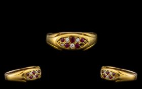 Antique Period 18ct Gold Attractive Ruby and Diamond Ring, marked 750,