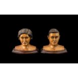 A Pair Of Carved Busts - A Male And Female. 4.