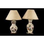 Pair of Mason's Table Lamps complete with cream shades with gold trim.