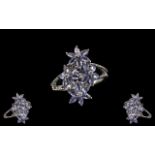 Tanzanite Starflower Cluster Ring, A Cluster of Four Starflower's,