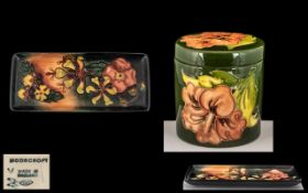 Two Pieces of Moorcroft Coral Hibiscus Pattern, comprising a lidded trinket box 3.