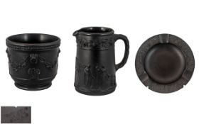 Wedgwood - Trio of Black Basalt Items - All In Mint / 1st Quality Condition.