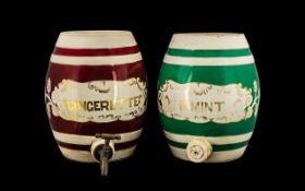 Advertising Interest - A Pair Of 19th Century Ice Cream Parlour Barrel Dispensers.